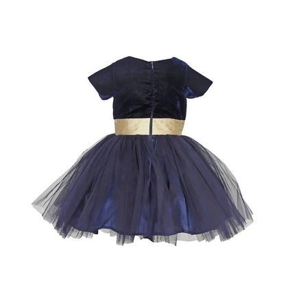 Asmaani Baby Girl's Blue Color Satin Midi Length Frock (AS-DRESS-22010)