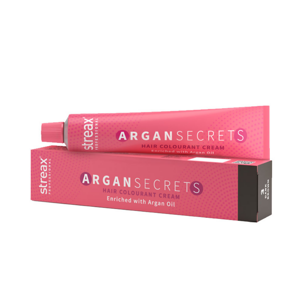 Streax Professional Argan Secrets Permanent Hair Colourant Cream - Dark Brown 3