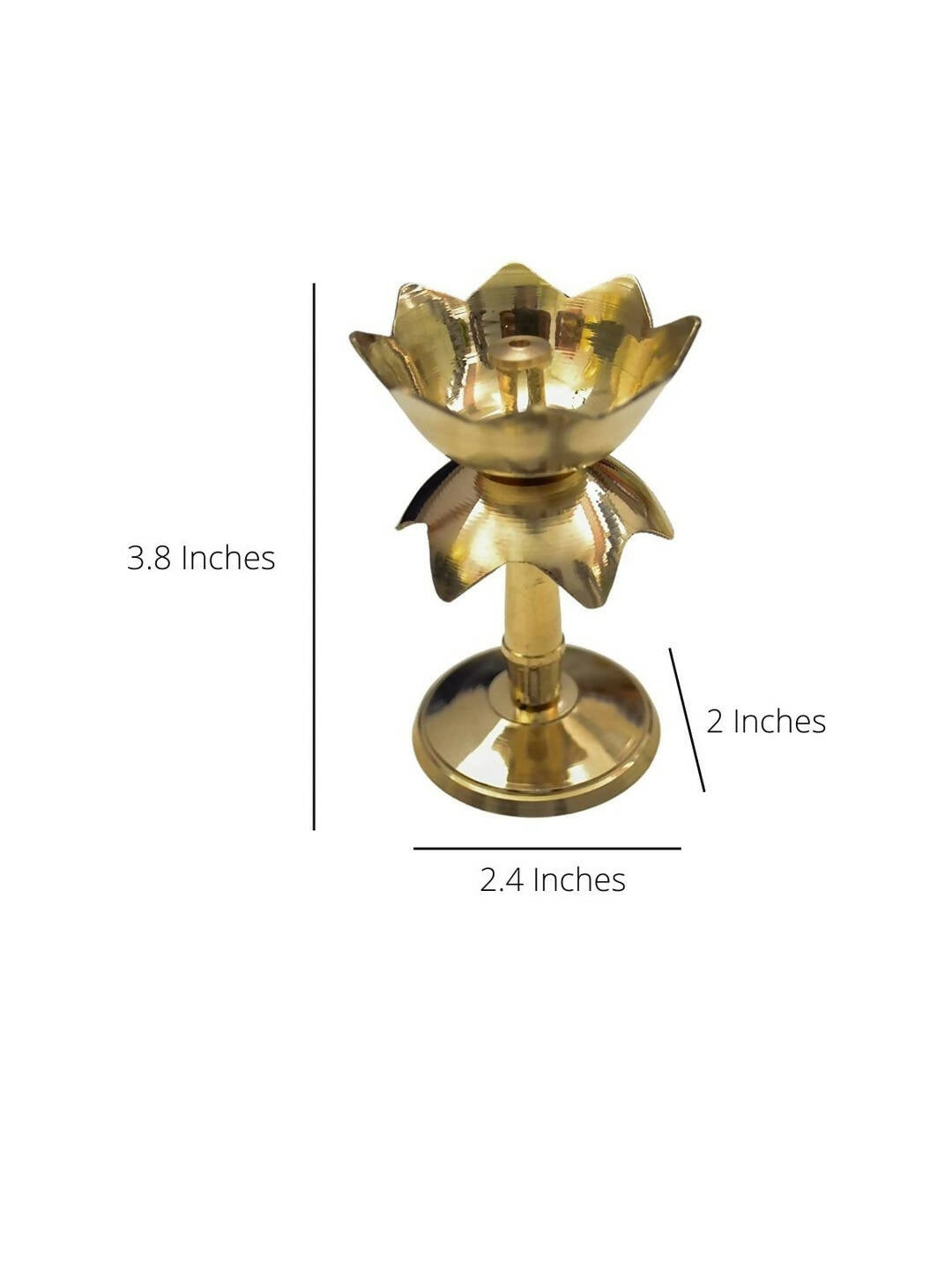 Craftvatika Gold Tone Brass Lotus Shape Pillar Diya Oil Lamp