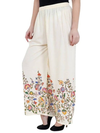 Mominos Fashion Off White Floral Design Palazzo