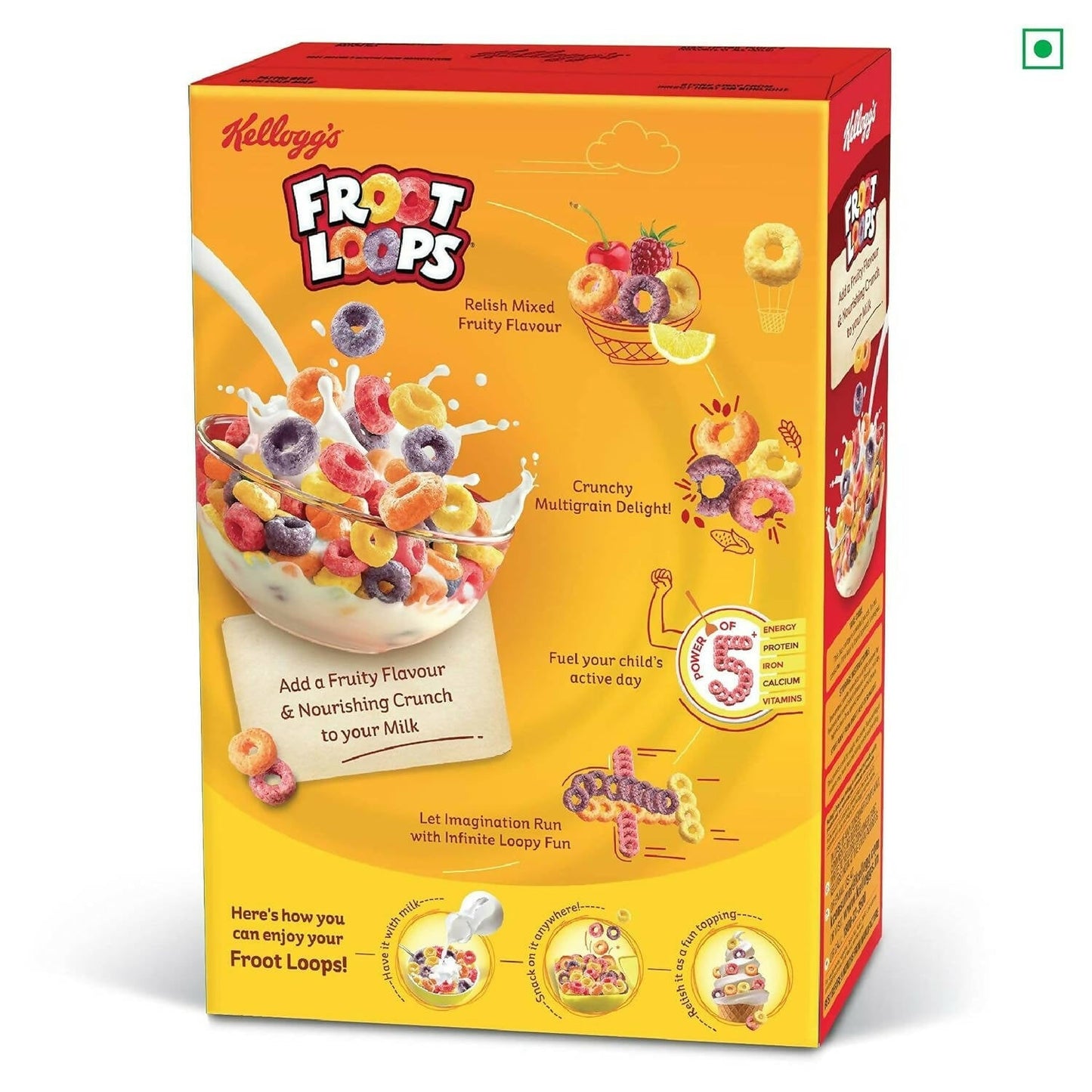 Kellogg’s Froot Loops Crunchy Multigrain Breakfast Cereal for Kids, Mixed Fruit Flavor