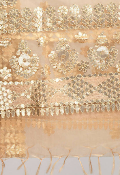 Mominos Fashion Moeza Women Organza Gotta Patti Bridal Dupatta Golden Dupatta