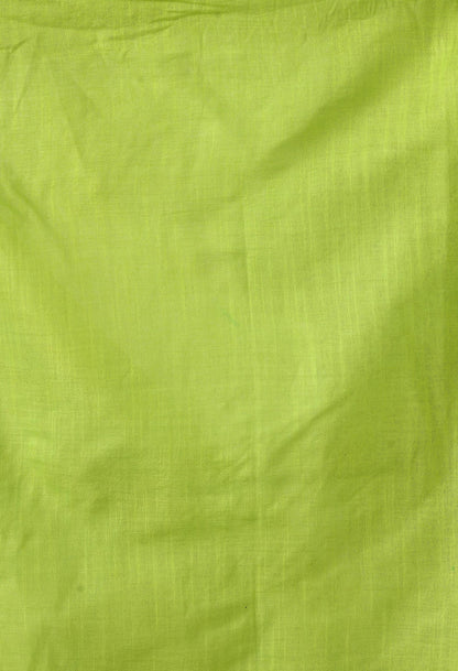 Mominos Fashion Moeza Parrot Green Bhagalpuri Handloom Silk Linen Saree with unstitched Blouse piece