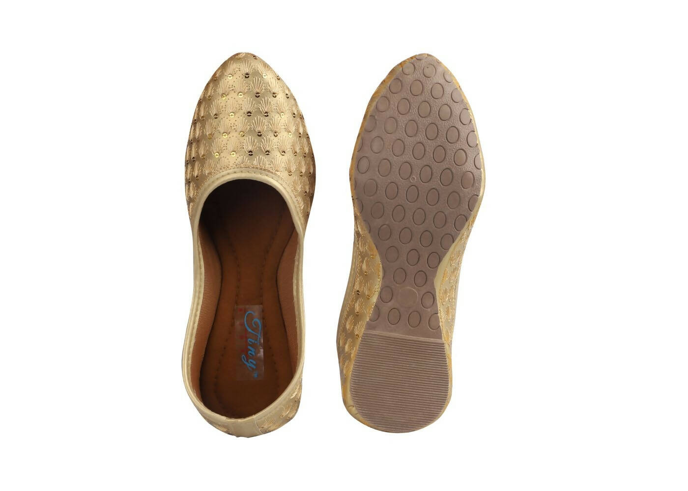 Tiny Bugs Girls Sequin Detailing Ethnic Juttis - Gold