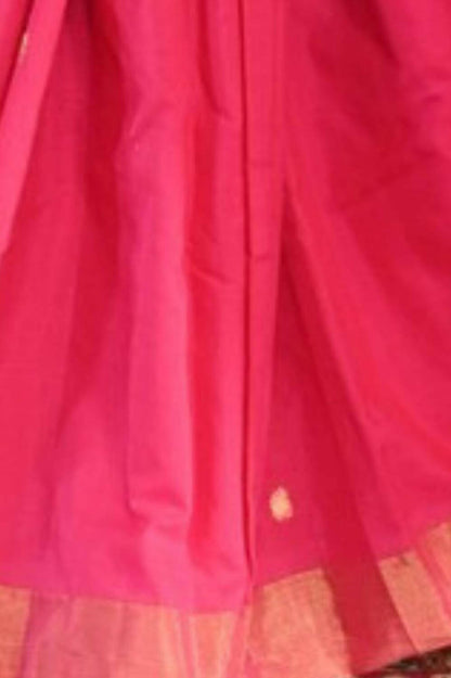 Very Much Indian Handloom Pure Cotton Paithani Radhakrishna Pallu-Rani Pink
