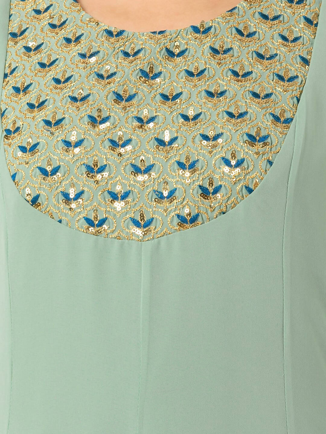 Indya Green Embroidered A-Line Kurta