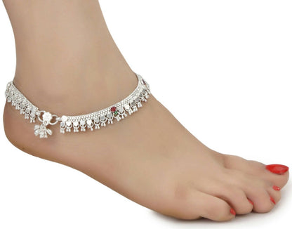 AanyaCentric Gold-Polished Mangalsutra Pendant Earring Set & Silver Plated Anklet