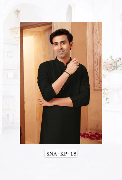 Joban Fashion Black Art Silk Kurta Pyjama