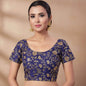 9102 embroidered raw silk blouse | readymade saree blouse