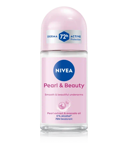 Nivea Pearl and Beauty Deo Roll On With Pearl Extracts & Avocado Oil 48 H Smooth & Beautiful Underarms 0% Alcohol