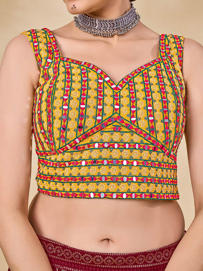 Myra Maroon Georgette Embroidered Designer Lehenga
