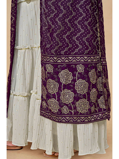 Myra Purple Jacket Style Sharara Suit