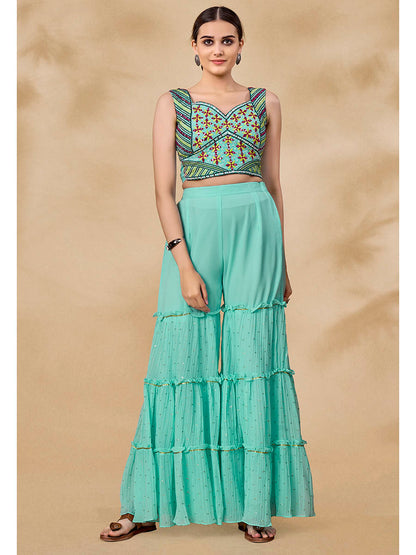 Myra Pink Jacket Style Sharara Suit