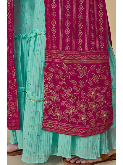 Myra Pink Jacket Style Sharara Suit