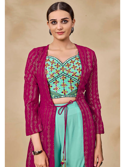 Myra Pink Jacket Style Sharara Suit