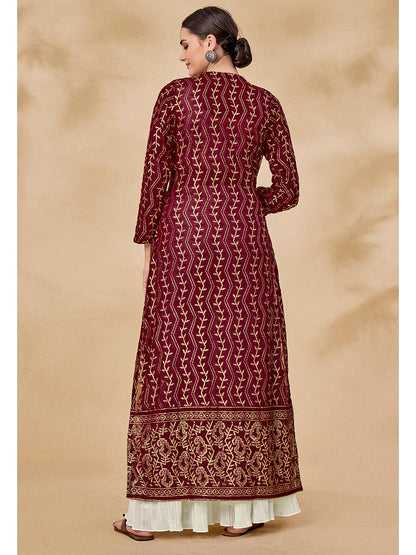 Myra Maroon Jacket Style Sharara Suit
