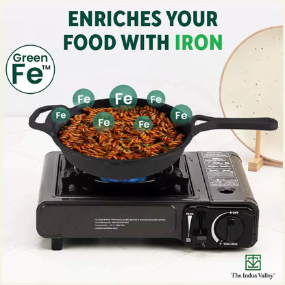 The Indus Valley CASTrong Cast Iron Fry Pan/Skillet, Pre-seasoned, Nonstick, 100% Pure, Toxin-free, Induction,Spatula, 25.4cm, 1.7L, 2.3kg