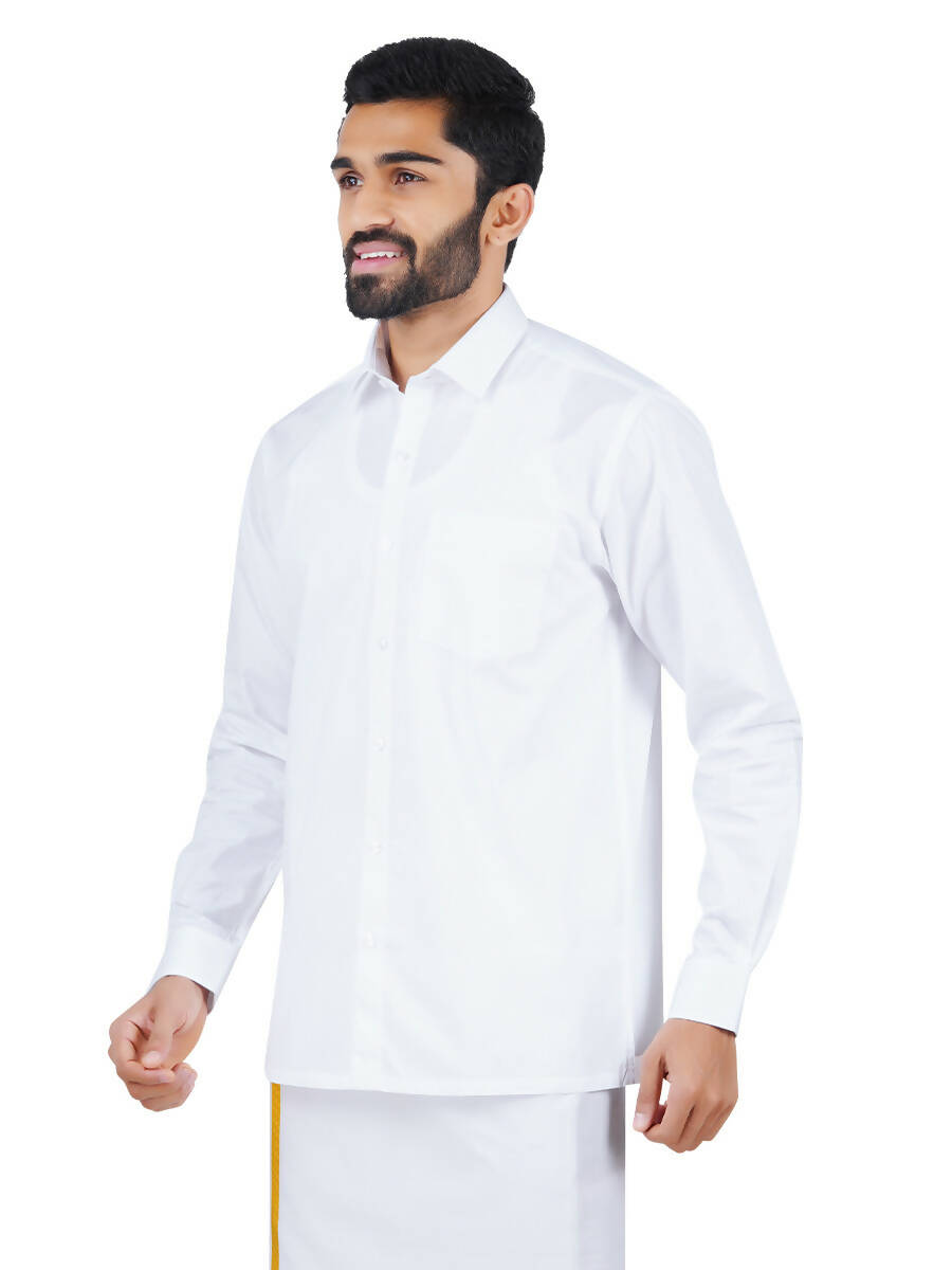 Ramraj Cotton Mens Full Sleeve White Shirt Plus Size - Royal Cotton