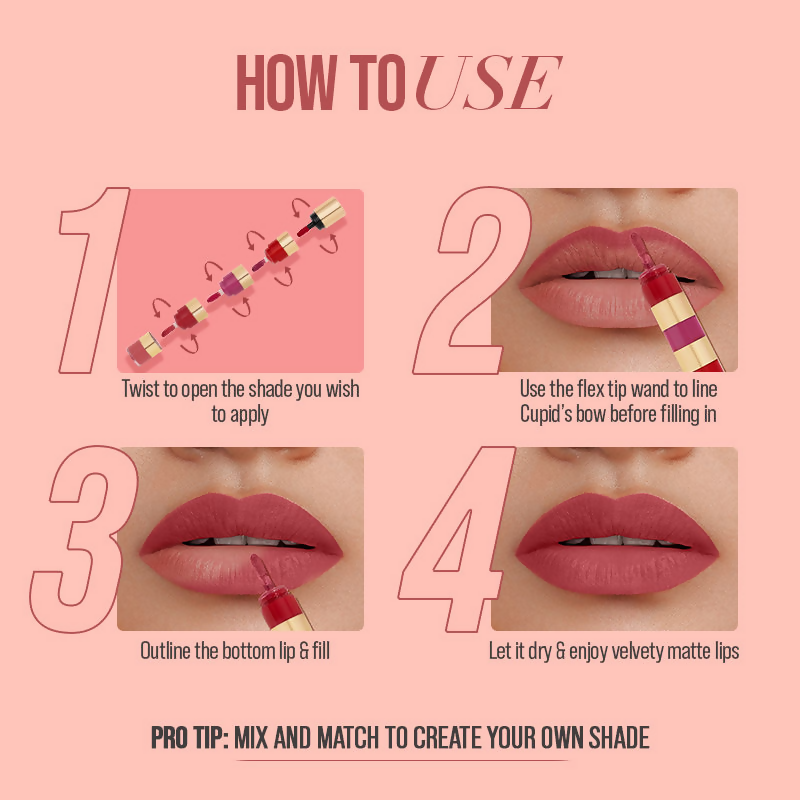 MyGlamm Super 4 Liquid Lipstick Stack - True Bolds