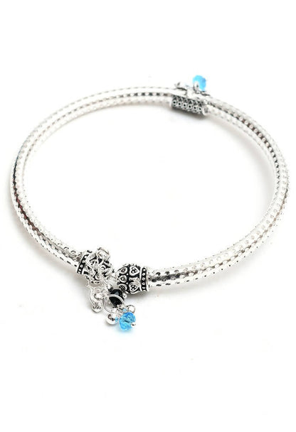 Mominos Fashion Kamal Johar Oxidised Silver Kadiyam Style Anklets