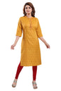 Snehal Creations Mustard Casual Cotton Printed Ladies Kurti