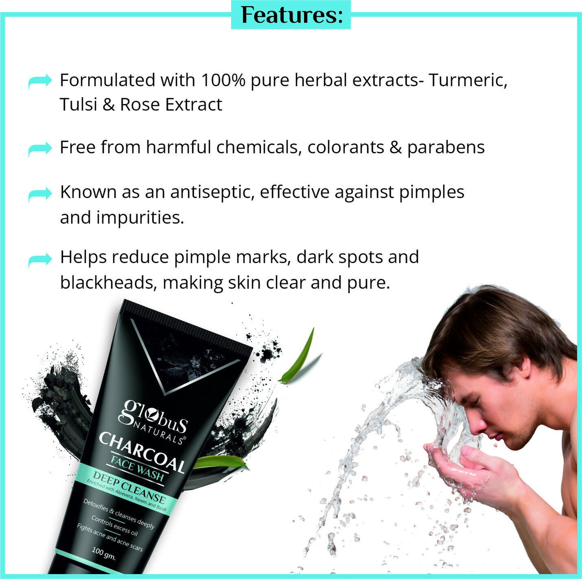 Globus Naturals Charcoal Face Wash