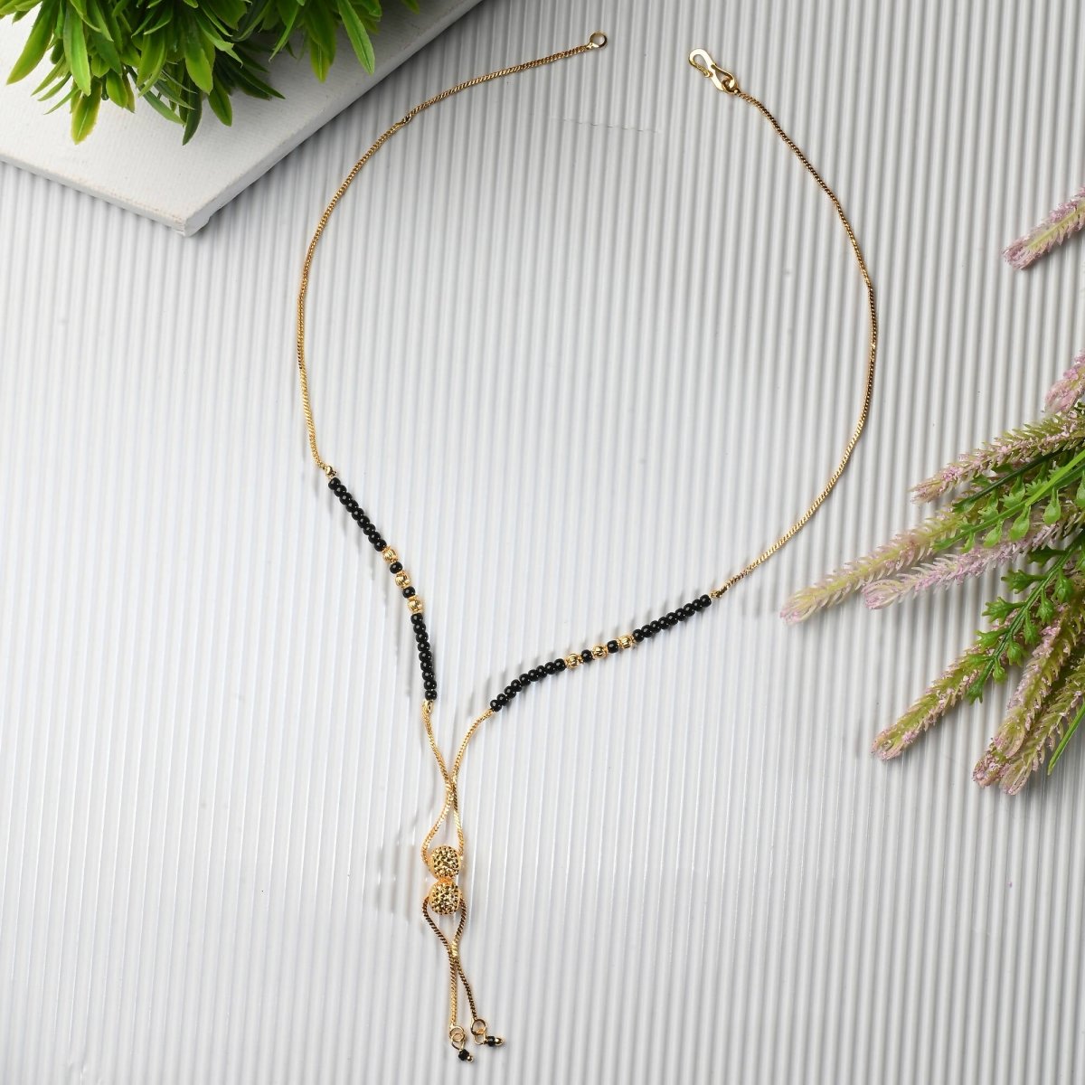 AanyaCentric Gold-Polished Mangalsutra & Ring Set