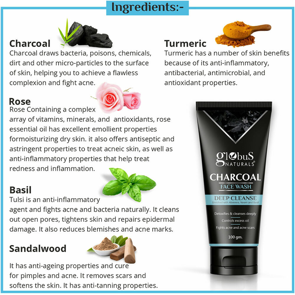 Globus Naturals Charcoal Face Wash