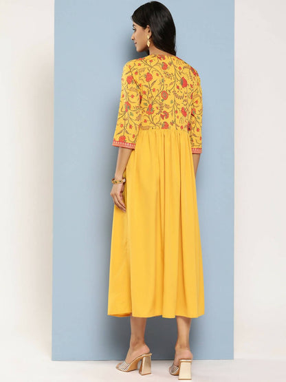 Ahalyaa Women's Traditional wear Ethnic Dress - Mustard