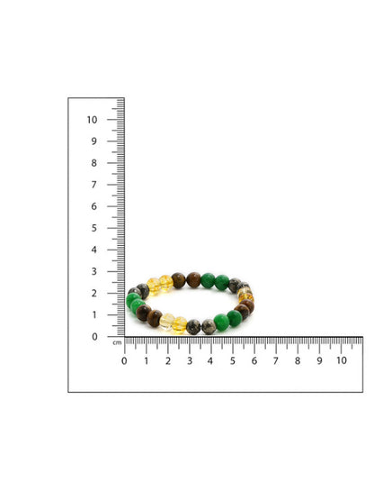 Red Carnelian, Lapis Lazuli, Amethyst, Yellow Citrine Crystal and Green Avanturine Multicoloured Cyrstal Beads bracelet - Ruby Raang