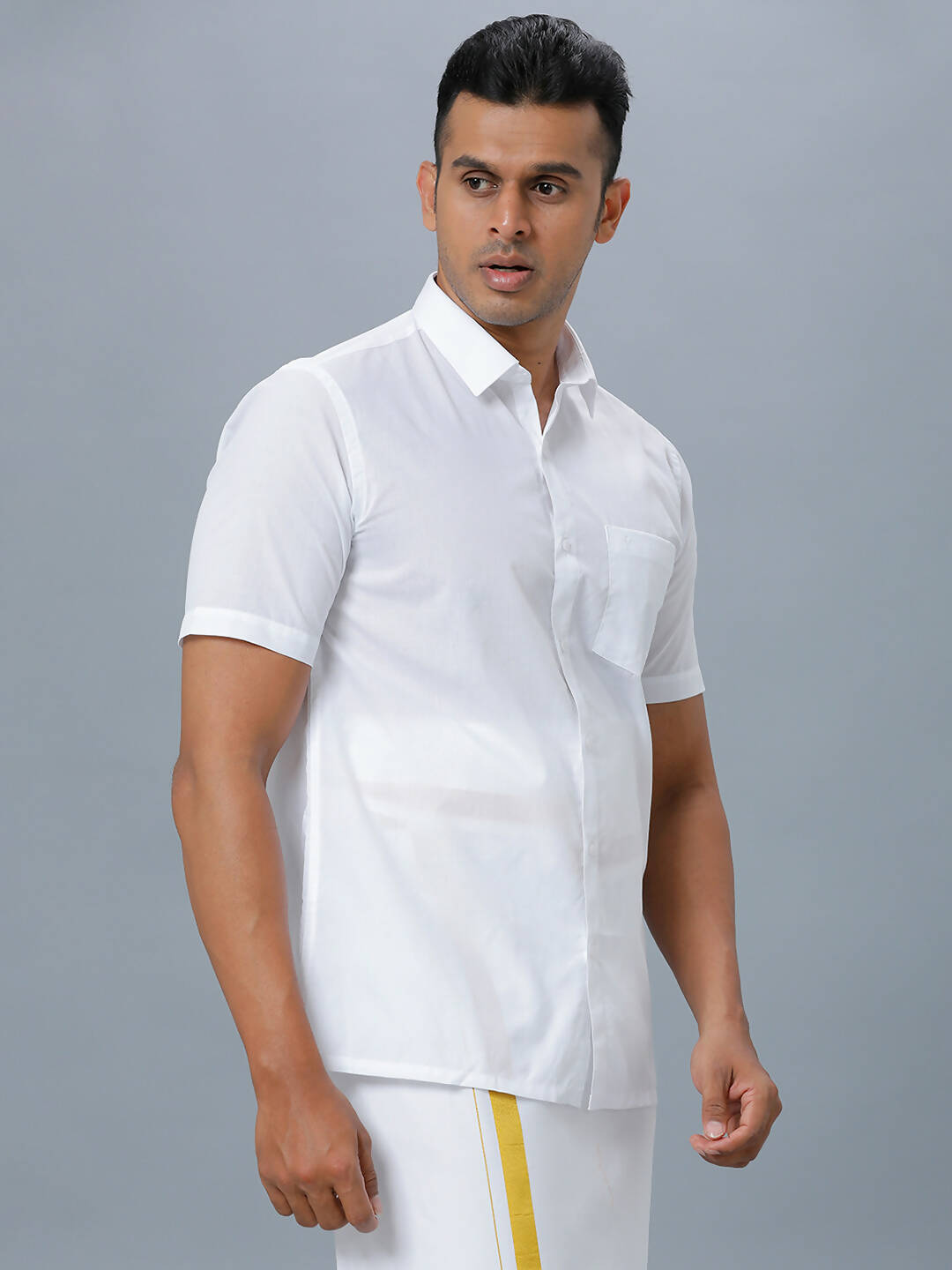 Ramraj Cotton Mens Half Sleeve Formal 100 % Cotton White Shirt