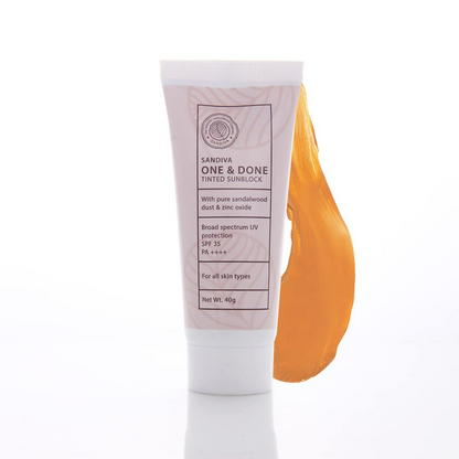 Sandiva One & Done Tinted Sunscreen With Zinc Oxide, SPF 35 PA++++, No White Cast - Tint 22