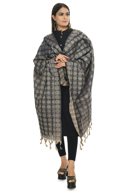 Mominos Fashion Moeza Beautiful Handloom Cotton Navy Blue Dupatta
