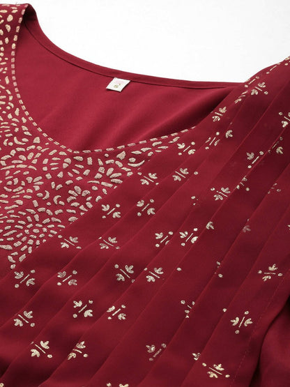 Ahalyaa Women's Traditional wear Ethnic Dress - Maroon