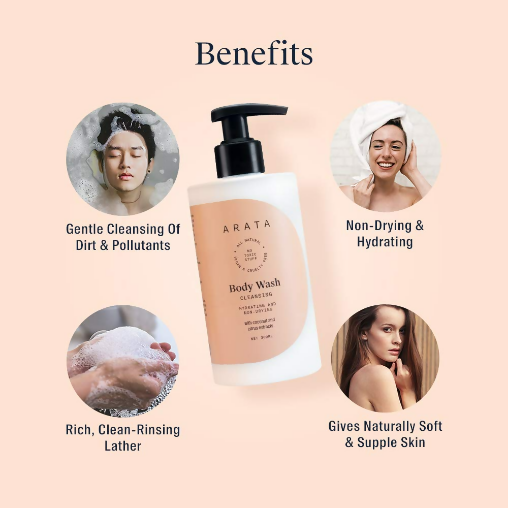 Arata Natural Hydrating & Non-Drying Body Wash With Coconut & Citrus Extracts
