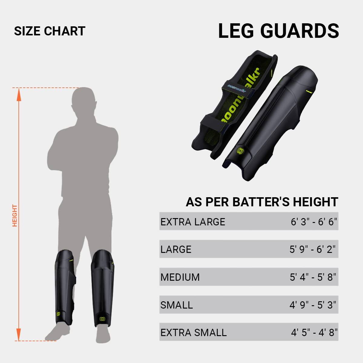 Moonwalkr Leg Guard 2.0 Cricket Batting Pads - Black (Extra Small)