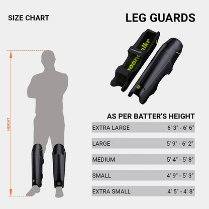 Moonwalkr Leg Guard 2.0 Cricket Batting Pads - Black (Extra Small)