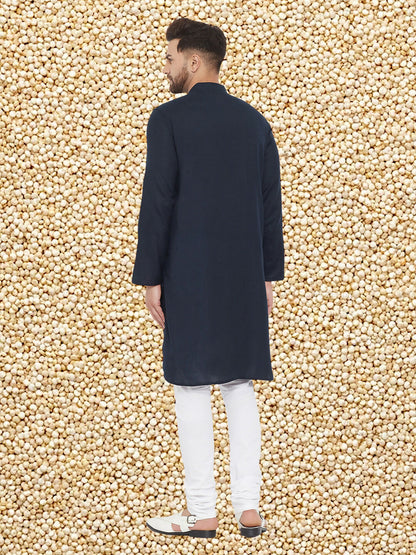 Even Apparels Men's Pure Cotton Navy Kurta