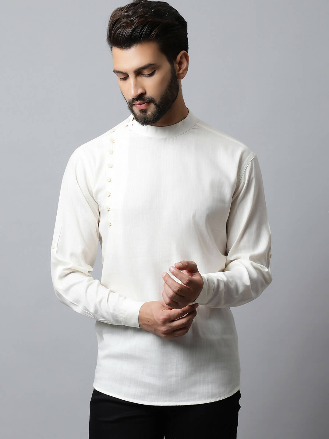 Even Apparels White Color Pure Cotton Men's Kurta With Side Placket (MMS135)