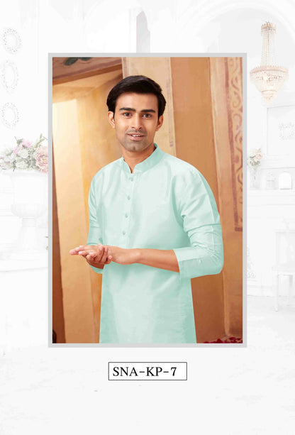 Joban Fashion Aqua Blue Art Silk Kurta Pyjama