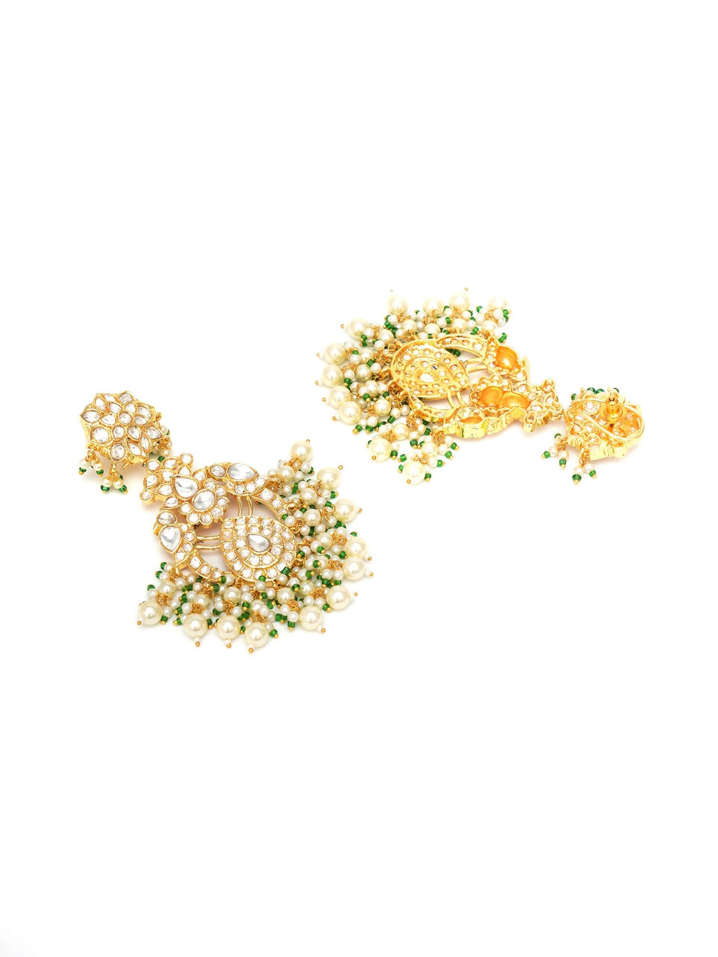 Kundan Chand Earrings (Gold) - Ruby Raang