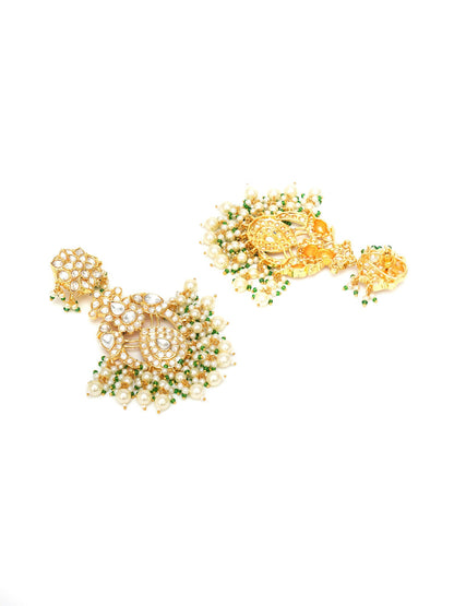 Kundan Chand Earrings (Gold) - Ruby Raang