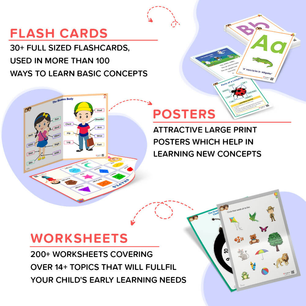 ClassMonitor KG1 Learning Educational Kit with Free App with 300+ Early Preschool Learning Activity Worksheets for kids of Age 3.5 - 4.5 Years