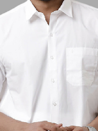 Ramraj Cotton Mens Half Sleeve White Shirt Plus Size - Samrat Cotton