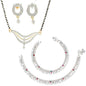 AanyaCentric Gold-Polished Mangalsutra Pendant Earring Set & Silver Plated Anklet