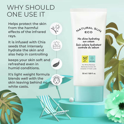The Face Shop Natural Sun Eco No Shine Hydrating Sun Cream-SPF 50 - Korean Skincare