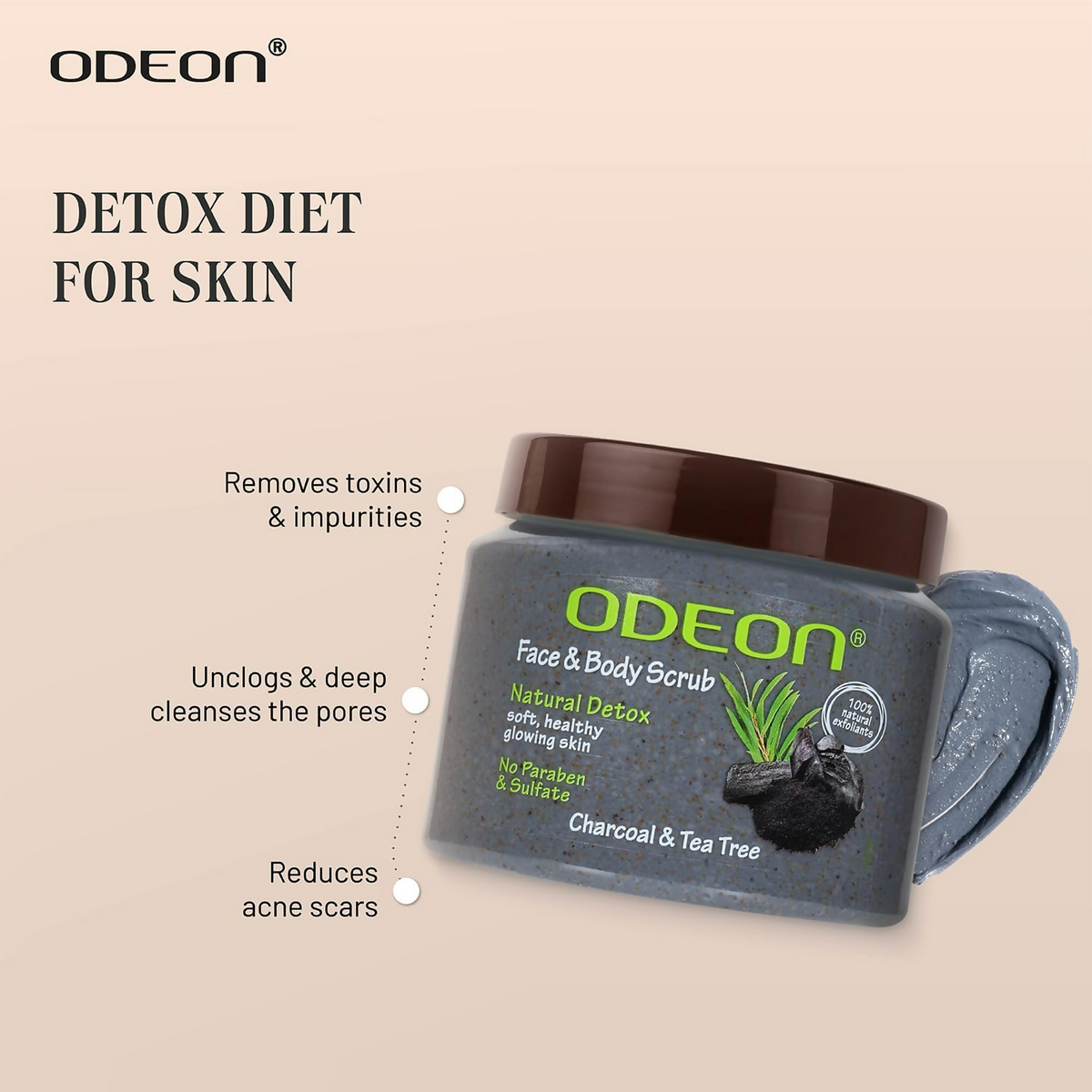 Odeon Charcoal & Tea Tree Oil Body Scrub