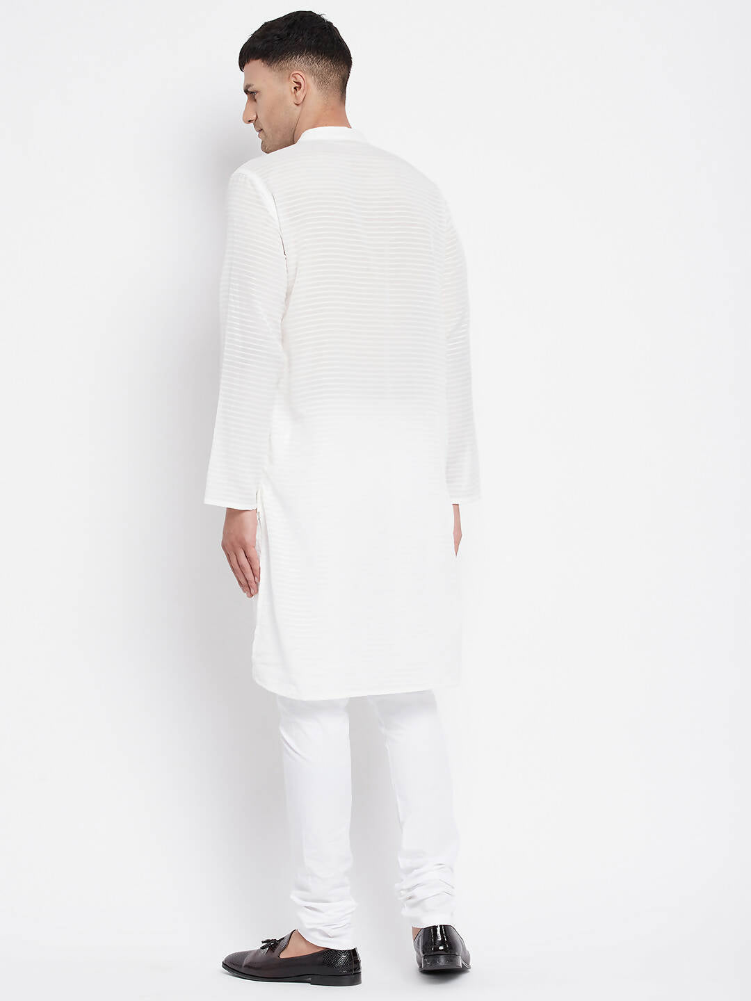 Even Apparels Pure Cotton Men's Kurta With Band Collar in White Color