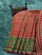 Mix of Orange and Teracotta Red Printed Semi Chanderi Saree By Gayathri Reddy Designer Studio