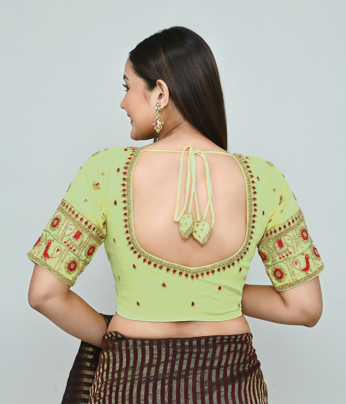 Joban Fashion Women's Light Green Embroidered Stitched Blouse